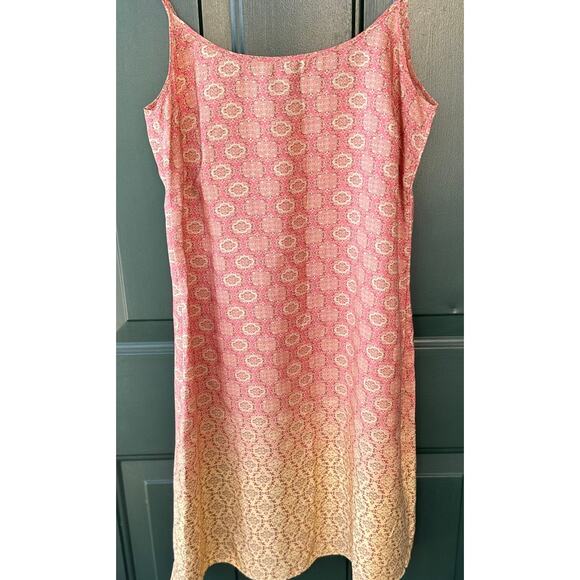 Vintage J.Crew Silk Slip Dress 6P Pink.& Yellow Ombre Boho Preppy Beachy - Picture 1 of 6